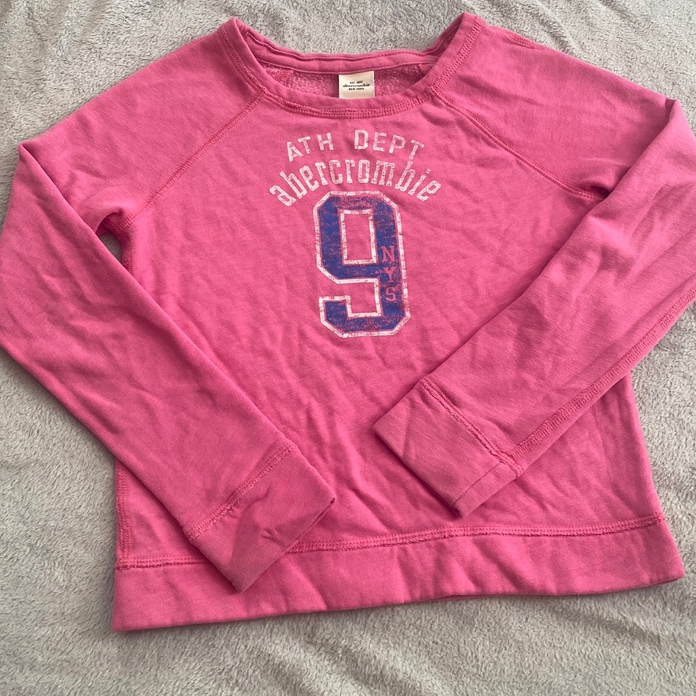 pink hoodie with blue print
